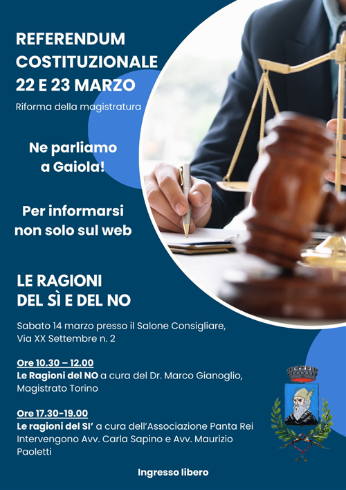 Referendum Costituzionale 22 e 23 marzo 2026